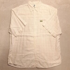 G-Unit Mens Short Sleeve Button Shirt Sz.3XL/Beige Plaid/Cotton